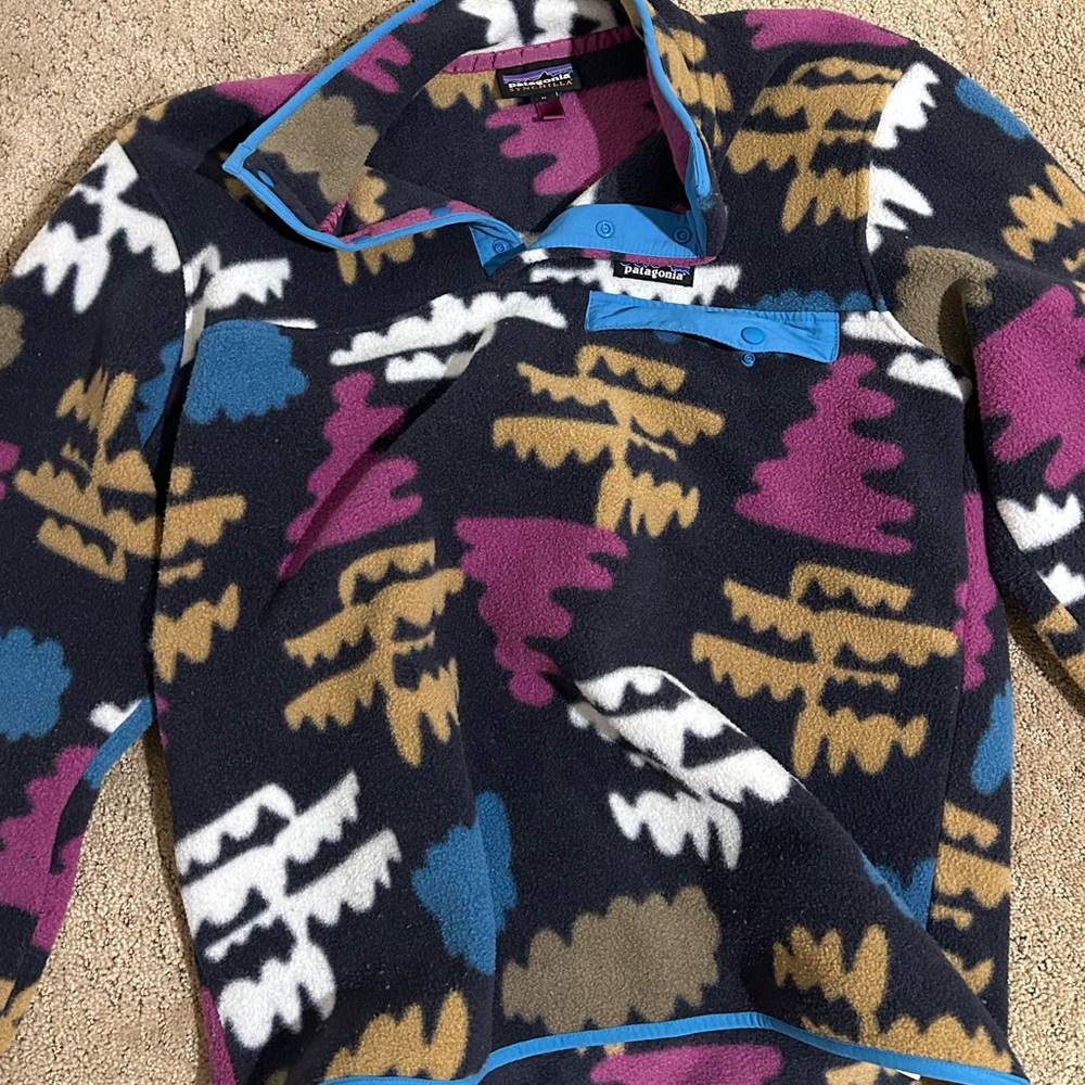 Patagonia Synchilla Fungiis Stripe Pitch Blue Black White  size M